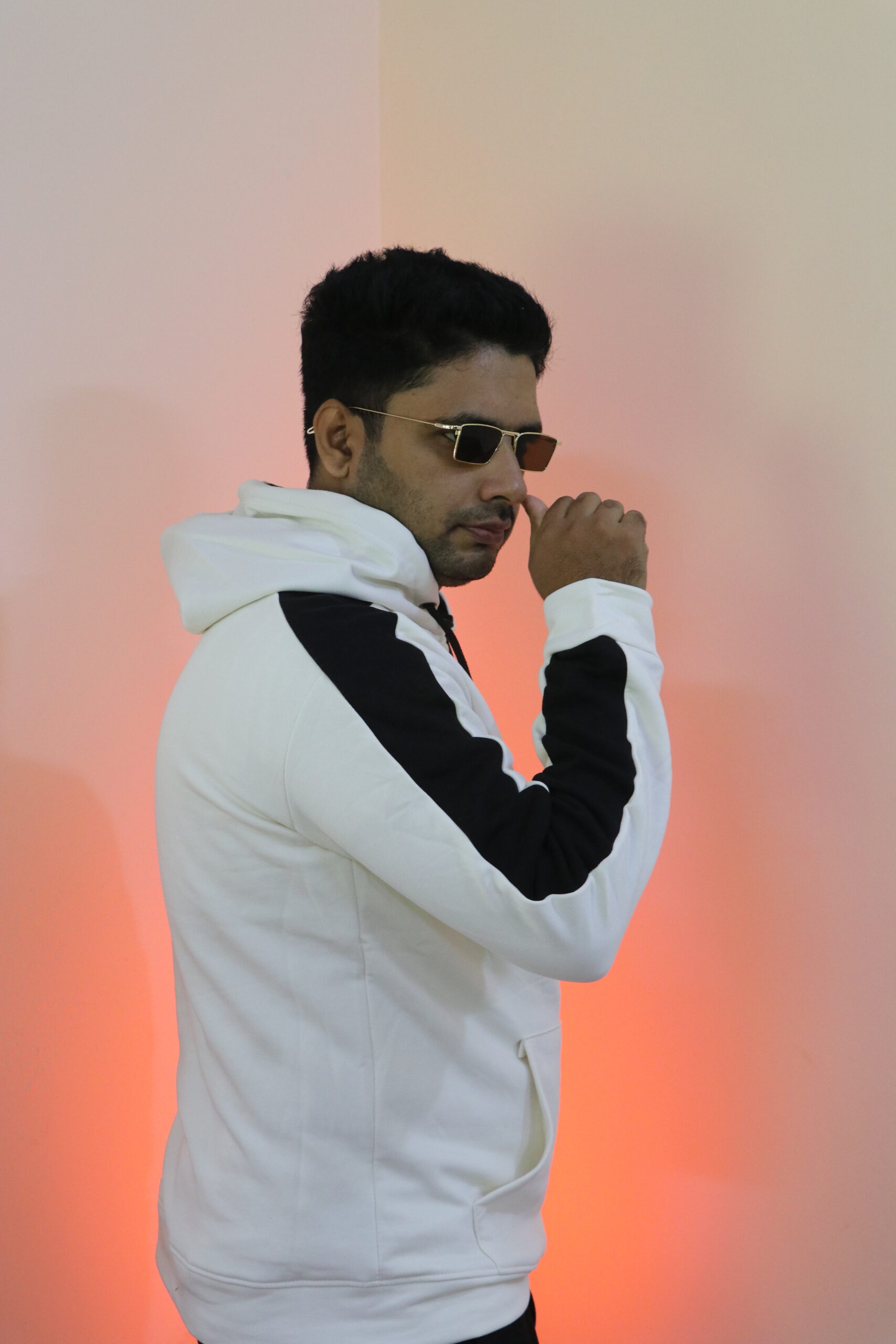 Premium Hoodie Contrast Sleeves-Off White - Image 3