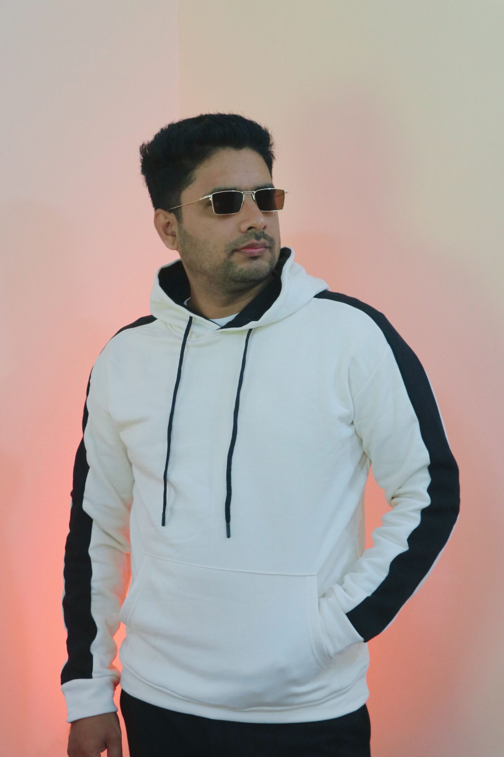 Premium Hoodie Contrast Sleeves-Off White