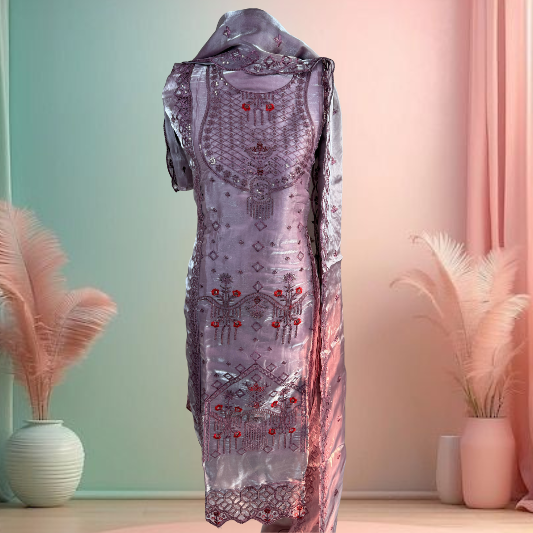 Afghan silk 3 pieces collection 2026 Light Purple color