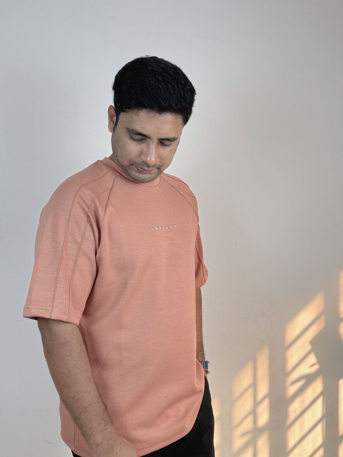 Men’s Premium Drop Shoulder Solid T-shirt in Brown - Image 2