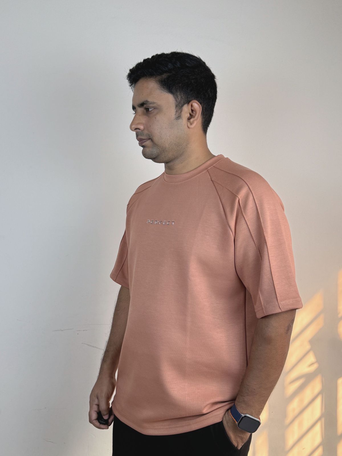 Men’s Premium Drop Shoulder Solid T-shirt in Brown - Image 3